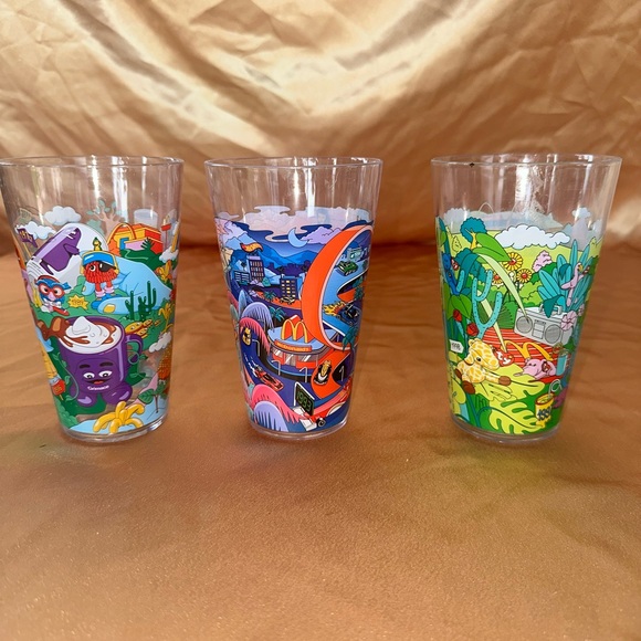 Other - Colorful Illustrated Glass Tumblers Set McDonald’s collection